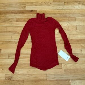 Lululemon Red Ribbed Turtleneck Long Sleeve Tee